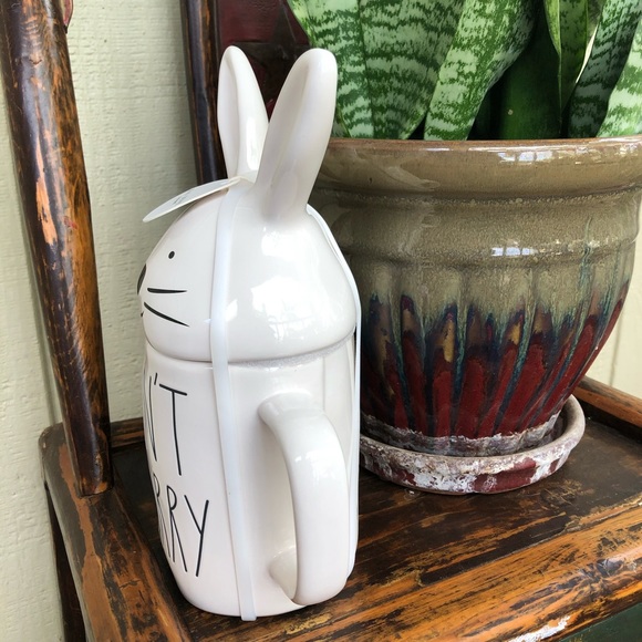 Rae Dunn DON'T WORRY BE HOPPY Bunny Mug and Topper - Picture 3 of 5